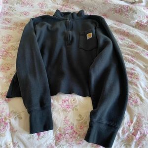 Cropped carharrt black zip up sweatshirt